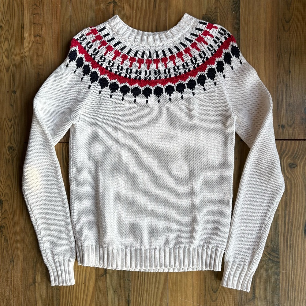 J.Crew Sweater with Red and Black Pattern Sz S